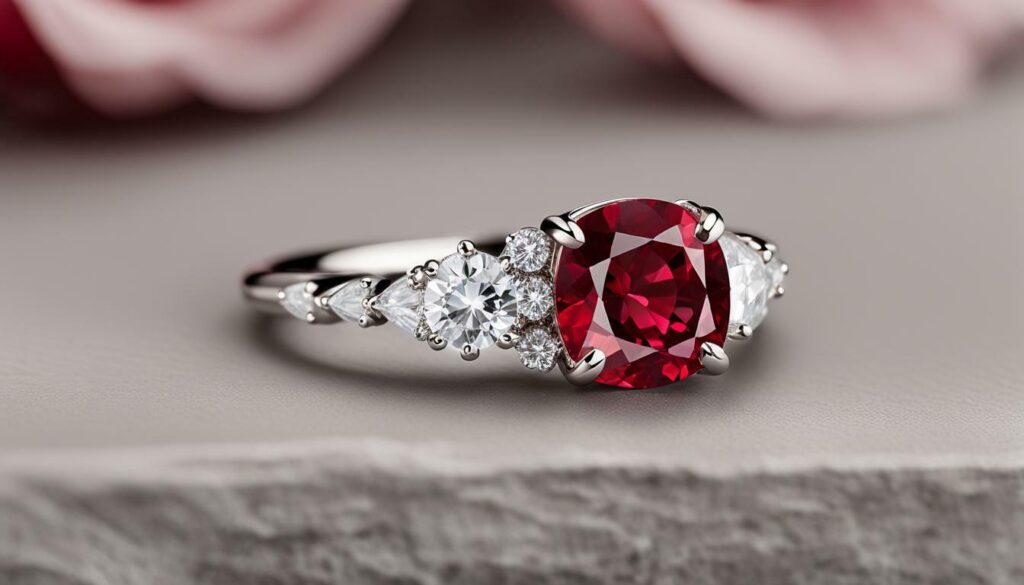 Red Spinel engagement ring